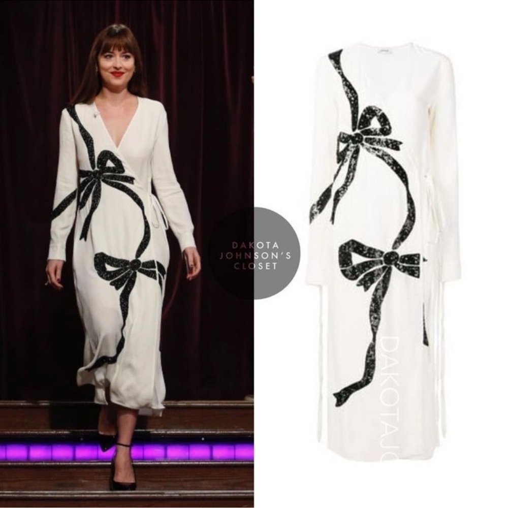 The Dakota Johnson by Attico Sequin
Embroidered Bow Dress,
$749 $2,040